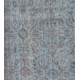 Grey Handmade Vintage Overdyed Turkish Carpet